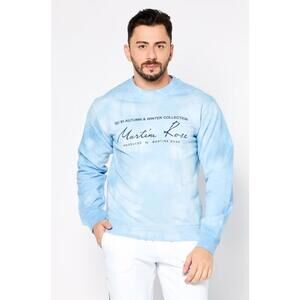 Authentic Martine Rose Tie dye Crewneck Light Blue Sweatshirt w/ Logo Size Small